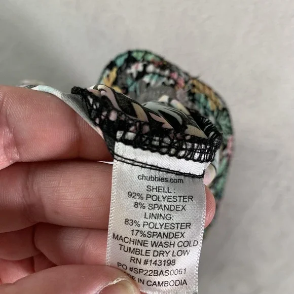 Chubbies‎ Shorts Mens 2XL Black Tropical Floral Swim Trunks Drawstring Lined - Picture 8 of 11